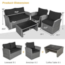 4 Pieces Patio Rattan Furniture Set Sofa Table with Storage Shelf Cushion by LJGDeals