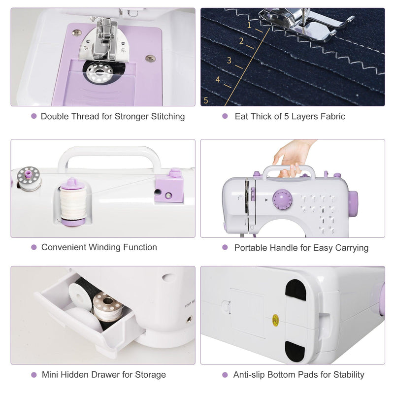 Beginner Two Speed Sewing Machine, Mini Sewing Machine Reverse Sewing, 12 Needles