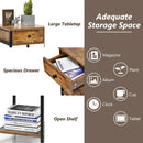 Industrial End Side Table Nightstand with Drawer Shelf by LJGDeals