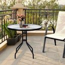 32 Inch Outdoor Patio Round Tempered Glass Top Table with Umbrella Hole by LJGDeals