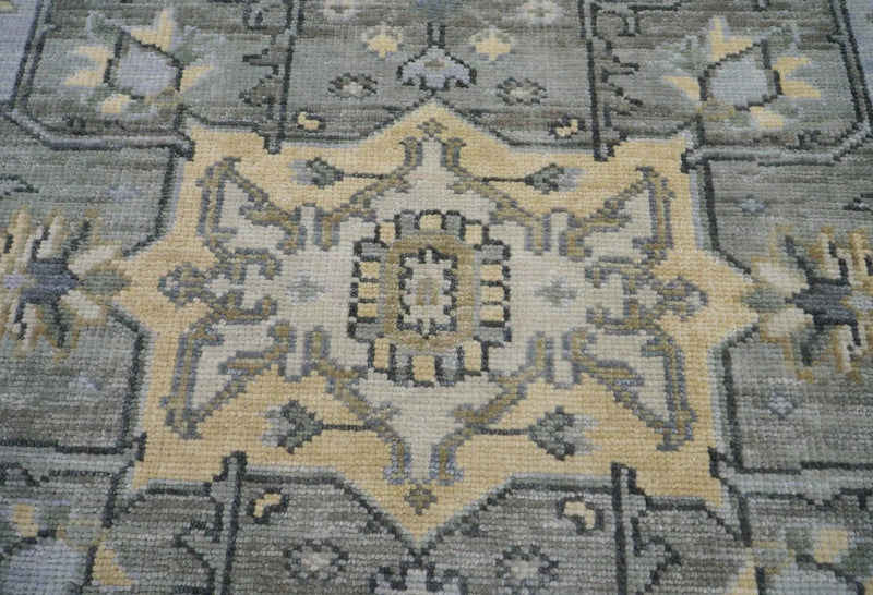 7'11''x10'4'' Gray, Moss Color Hand Knotted LoomBloom Muted Turkish Oushak  100% Wool Transitional Oriental Area Rug