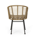 Randy Modern Wicker Chair with Water Resistant Cushions - Brown / Beige by HouseOfZazla