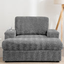 Oversized Chaise Lounge Indoor Rabbit Fur Sofa Bed With Storage Ottoman And Armrests Cup Holders With Deep Seat by Unique Piece Furniture