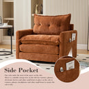 UNITED WE WIN Swivel Barrel Chair - Mid Century Modern Chair, Thick Padded Arm Chair with Solid Metal Base, Comfortable Single Sofa Chair, Swivel Accent Chair for Living Room Bedroom