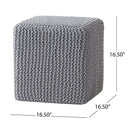 Chabani - Indoor Modern Knitted Fabric Cube Pouf Ottoman - Light Gray by HouseOfZazla