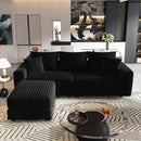 Convertible Deep Seat Sofa With Soft Pillows And Ottomans