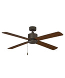 52" Aldea IV 4-Blade Ceiling Fan Oil Rubbed Bronze Motor Finish and Walnut Blade Finish by LampsUSA