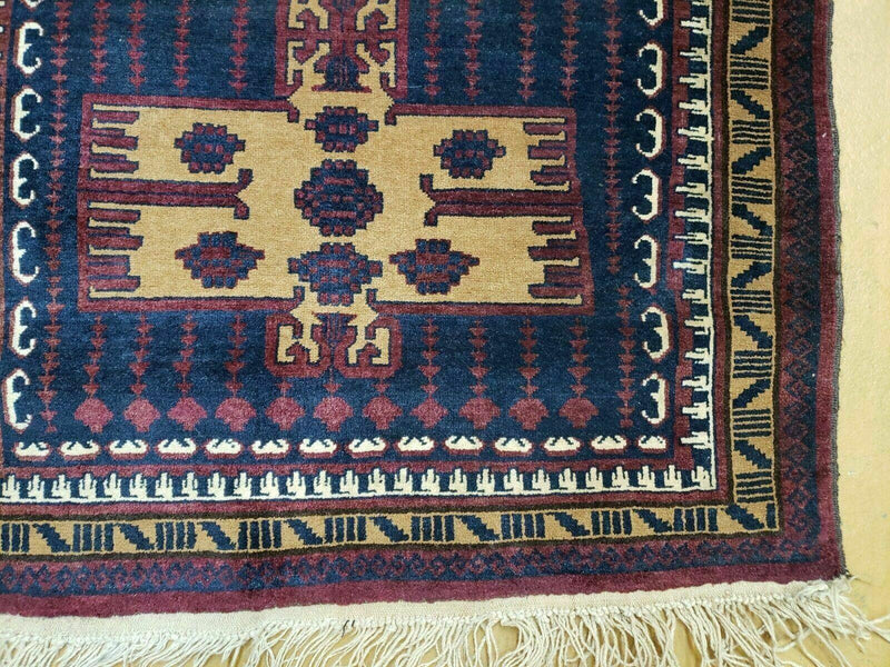 3' X 4' Vintage Handmade Balouchi Balouch Tribal Wool Rug Nice