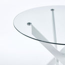 Dining Table With Cross Metal Leg And Tempered Glass, Modern Space Saving Kitchen Table For Living Room by HouseOfZazla