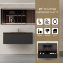 42" Floating Bathroom Vanity with Sink and Striped Storage Cabinet by HouseOfZazla