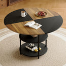 Diameter - Modern Splicing Circular Dining Table Double Layer Storage - Wood / Black by Unique Piece Furniture