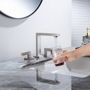 8 inch Widespread Bathroom Faucet Matte Black Bathroom Faucets for Sink 3 Hole Brass 2 Handle Lavatory Square Faucet Modern rv Bathroom Faucets