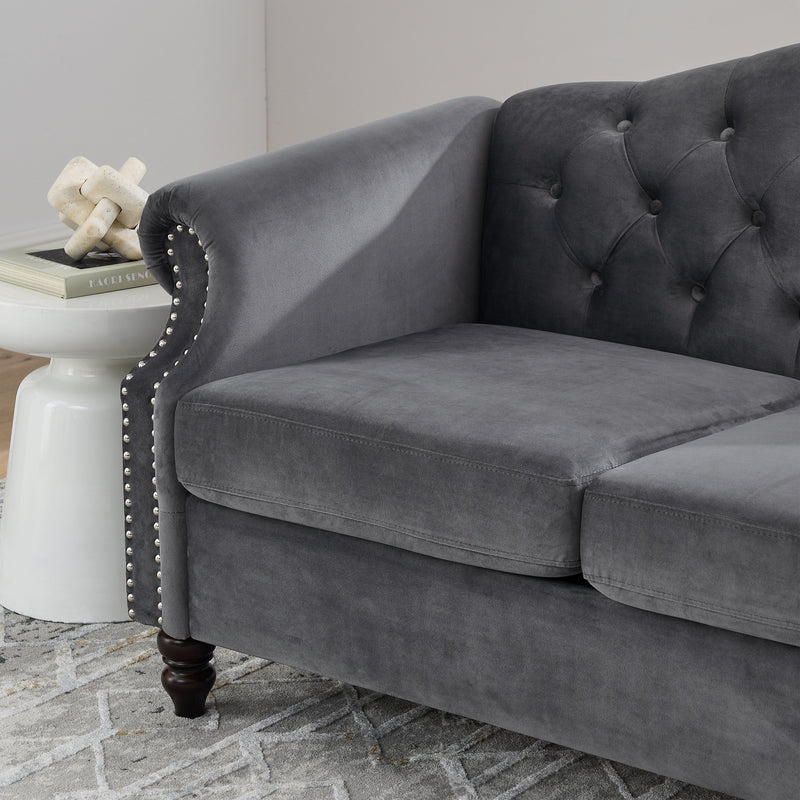 3-seater + 3-seater Combination sofa.Grey Velvet W834S00064