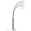 Marcos - Hanging Crystal Arc Tree Floor Lamp With Sculptural Frame - Black by HouseOfZazla