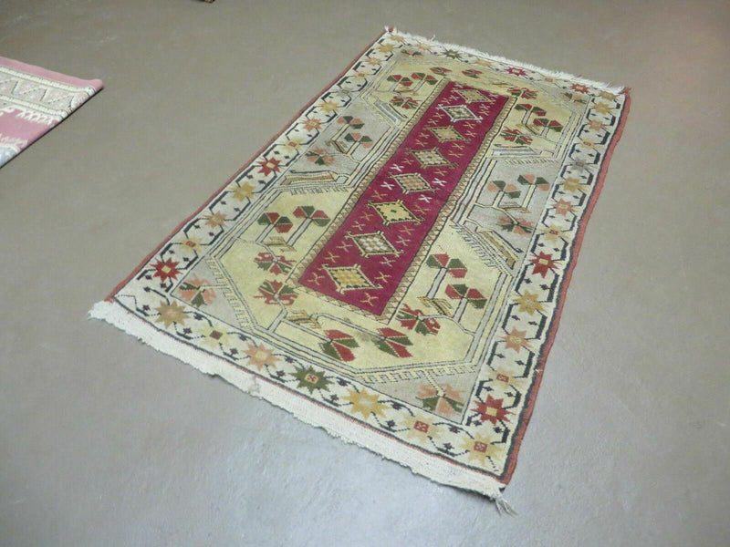 3' X 5' Vintage Handmade Turkish Turkey Oushak MILAS Wool Accent Rug Carpet Nice
