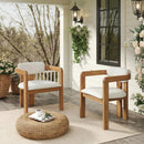 Set of 2 Outdoor Acacia Wood Dining Chairs with Cushions by HouseOfZazla
