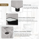 80.3" Pull Out Sofa Bed Modern Padded Upholstered Sofa Bed, Linen Fabric 3 Seater Couch with Storage Chaise and Cup Holder, Small Couch for Small Spaces