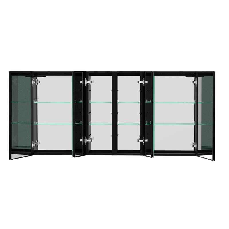 60x30 Inch LED Bathroom Medicine Cabinet Surface Mount Double Door Lighted Medicine Cabinet, Medicine Cabinets for Bathroom with Mirror Defogging, Dimmer Black