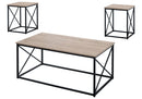 3 Pieces Table Set, Coffee, End, Side, Accent - Brown / Black
