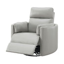 Sagen Gray Leather Aire Recliner W/Swivel & Glider