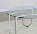 Beller Round Tempered Glass Top Cocktail Coffee Table Chrome