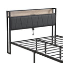 Modern Bed Frame With LED Lights, Upholstered Headboard, USB Charging by HouseOfZazla