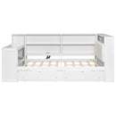 Platform Bed With Storage Shelves, Drawers, Charging Station, LED, Desk by HouseOfZazla