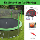 15Ft Trampoline With Basketball Hoop Inflator And Ladder (Inner Safety Enclosure) by HouseOfZazla