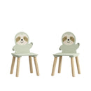 Sloth Themed Table And Chair Set With 2 Cute Animal Chairs - Natural Wood / Sage Green by HouseOfZazla