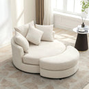 360° Swivel Accent Barrel Chair With Storage Ottoman & 4 Pillows, Modern Leisure Chair Round Accent For Living Room by Unique Piece Furniture