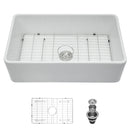 Elegant Farmhouse Apron Front Ceramic Single Bowl, Kitchen Basin