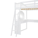 Loft Bed With Drawers, Cabinet, Shelves With Desk