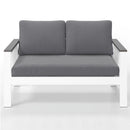 All Weather Patio Loveseat With Armrests & Angled Backrest - White / Gray by HouseOfZazla
