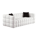 84.3/62.2 length, 35.83" deepth, human body structure for USA people, marshmallow sofa,boucle sofa, White color,3 seater. sofa and loveseater