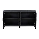 4-door Retro Sideboard with Adjustable Shelves, Two Large Cabinet with Long Handle, for Living Room and Dining Room (Black)