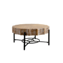 31.5 "Vintage Splicing Lace Shaped Coffee Table with Fir Wood Table Top and Concave Metal Cross Legs (Set of 2)