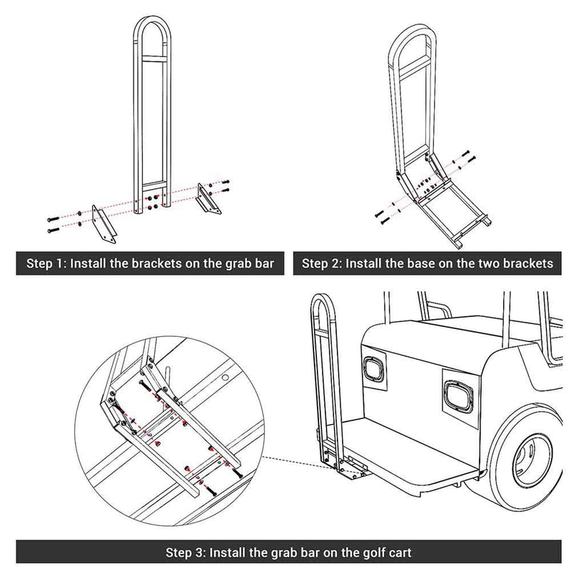 Yescom Safety Grab Bar Rear Seat for Golf Cart EZGO Genesis 150