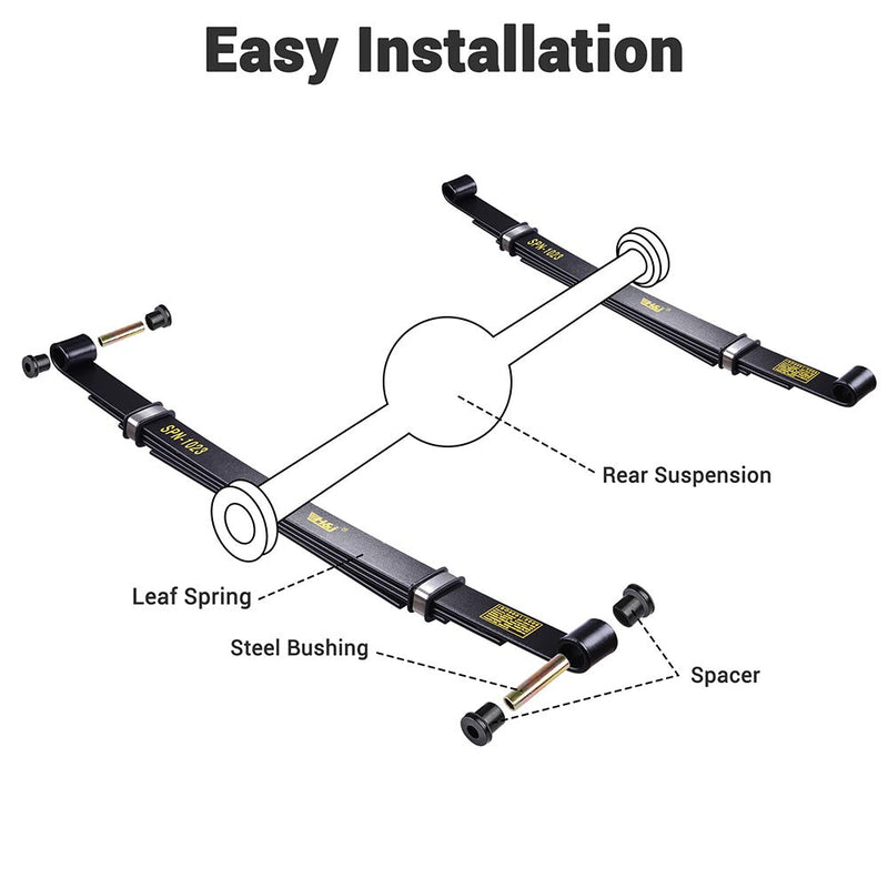 Yescom Heavy Duty Rear Leaf Springs 4-Leaf Kit for Club Car Precedent