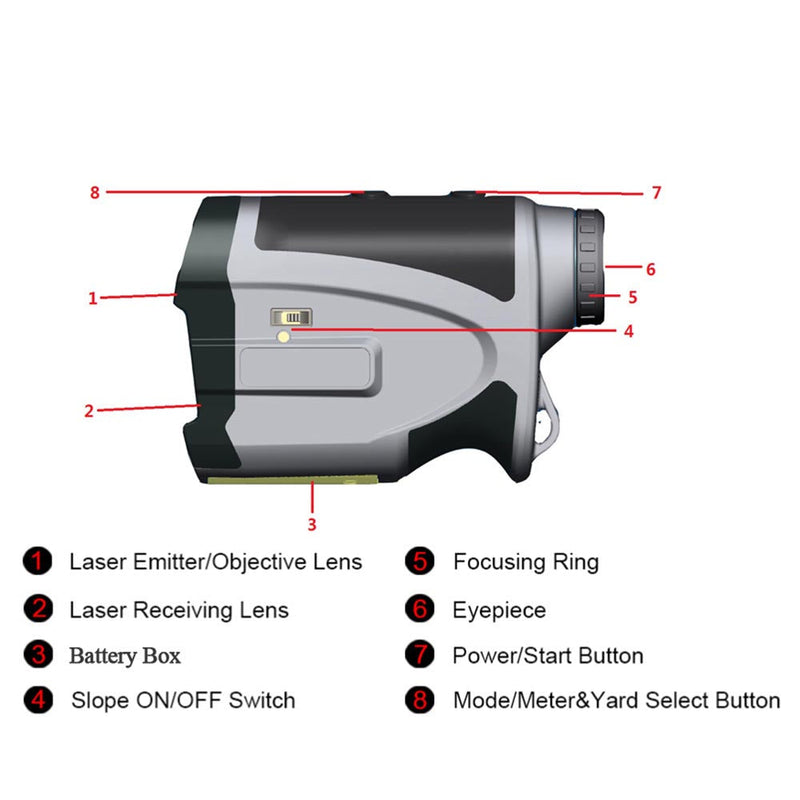 Yescom Golf Rangefinder Laser 6X 25 1000 Yards w/ Bag