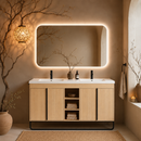 60" Freestanding Bathroom Vanity With Resin Double Sink