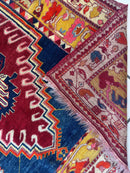 Hand-Knotted Antique Turkish Melas Wool Rug – 4'3" x 5'11" – Vibrant Geometric Motifs