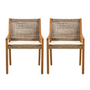 Outdoor Dining Chair Set - Acacia Wood and Wicker