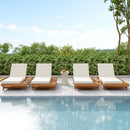 Lounge Chaise Set with Acacia Solid Wood and Cream Cushion