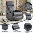 Grey Faux Leather Heat Massage Manual Recliner Chair with Rocker and Swivel