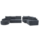Modular Cloud Sectional Sofa Set, U-Shaped Upholstered Couch With Deep Seat