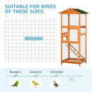 65" Wooden Bird Cage Outdoor Aviary House for Parrot, Parakeet, with Pull Out Tray and 2 Doors, Orange