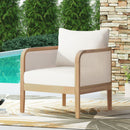 Outdoor Acacia Wood Patio Club Chair, Textilene Patio Furniture, Waterproof Thick Cushion Deep Seating For Porch, Garden, Backyard, Balcony, Weight Capacity 400Lbs, Light Teak - Beige