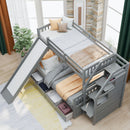 Bunk Bed With Storage Staircase, Slide, Desk, Drawers, And Shelves by HouseOfZazla
