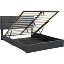 2-Pieces Bedroom Sets,Queen Size Upholstered Platform Bed with Hydraulic Storage System,Storage Ottoman with Metal Legs,Black