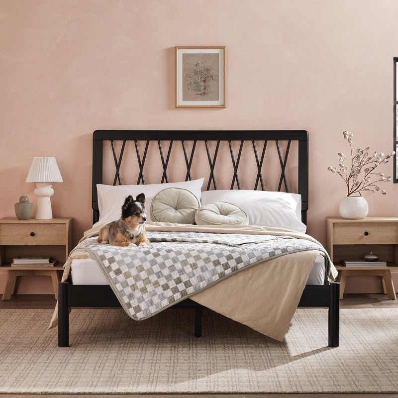 Cama X Spindle Mid-Century Modern Solid Wood Bed